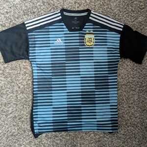 Adidas Striped Blue and Black Soccer Jersey